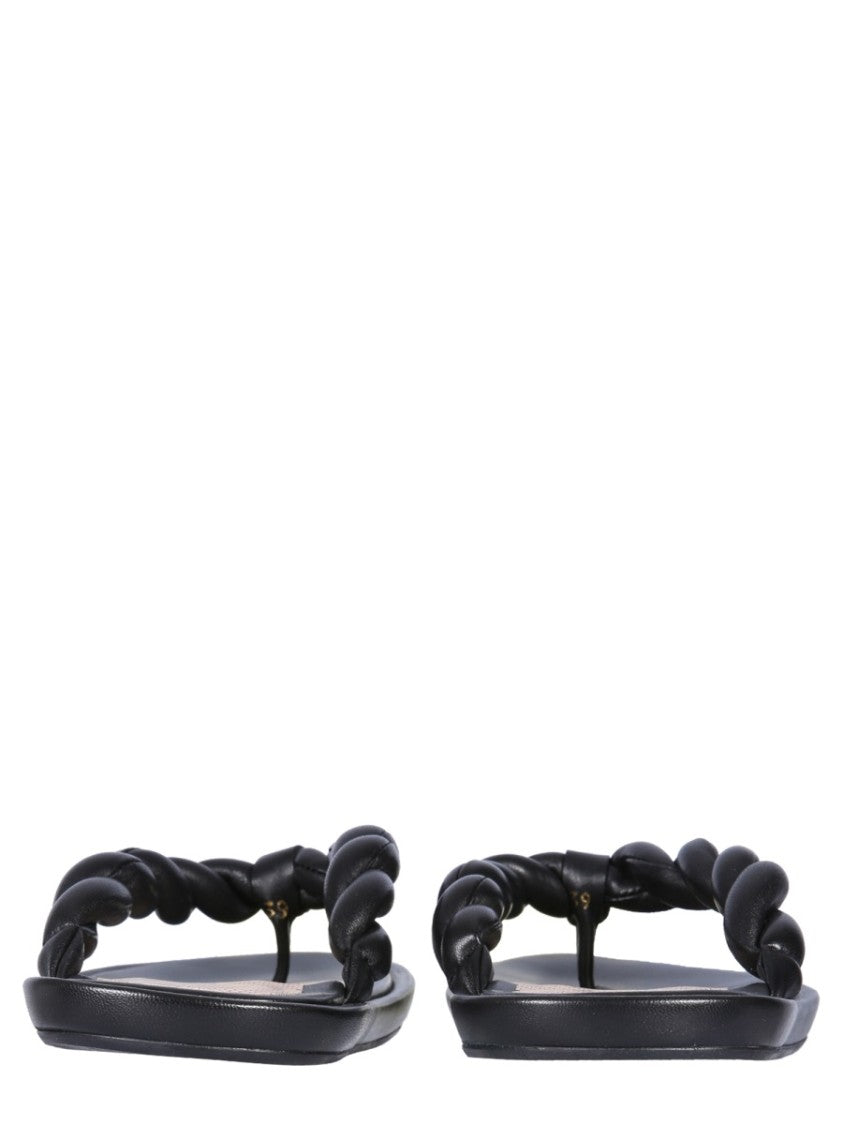 Red (V) Leather Slide Sandals