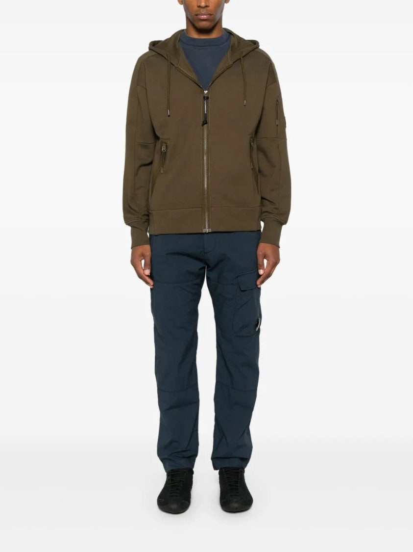 C.P. Company Green Cotton Hoodie With Zip Fastening