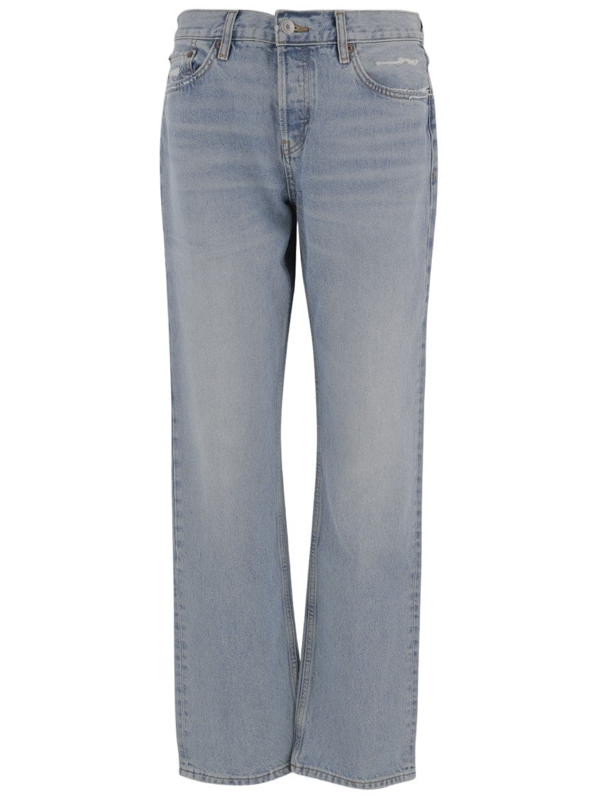 Re/Done Light Blue Washed Denim Jeans With Classic Five-Pocket Design