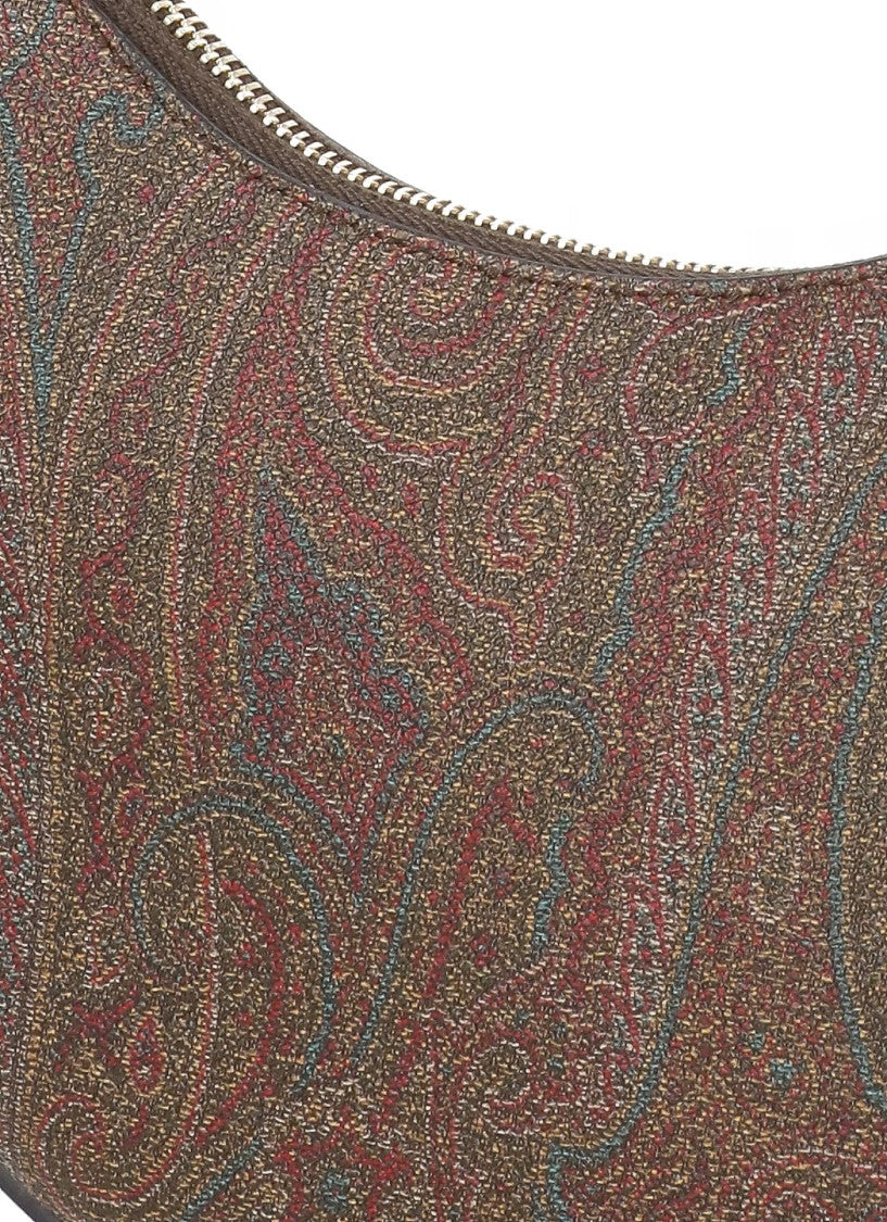 Etro Crescent-Shaped Brown Paisley Jacquard Handbag