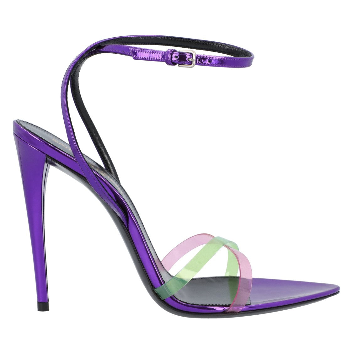 Saint Laurent Gippy Patent Leather And Plexi Sandals Purple