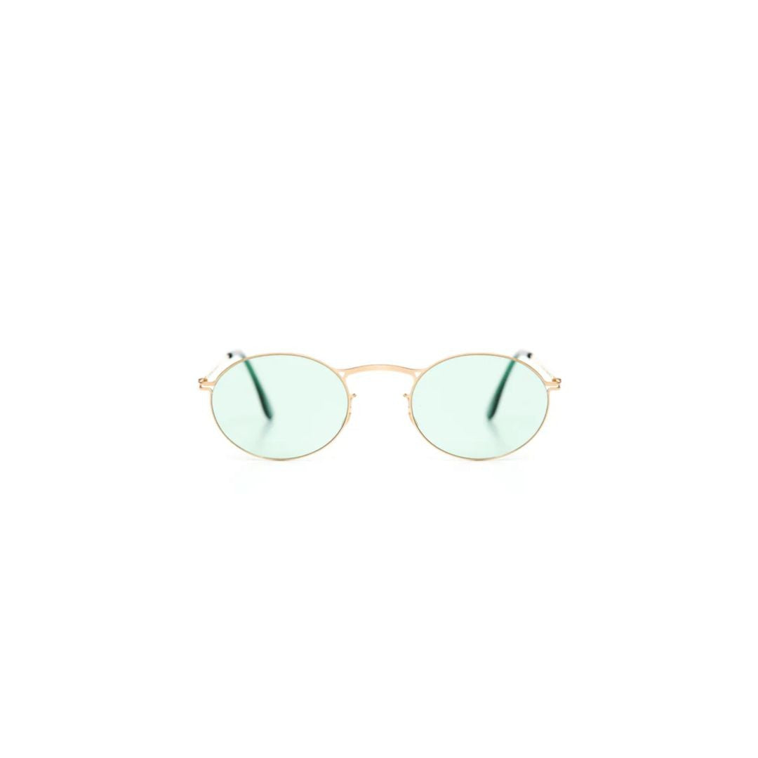 Haffmans & Neumeister Bradley Round Gold Eyeglasses With Light Green Tinted Lenses