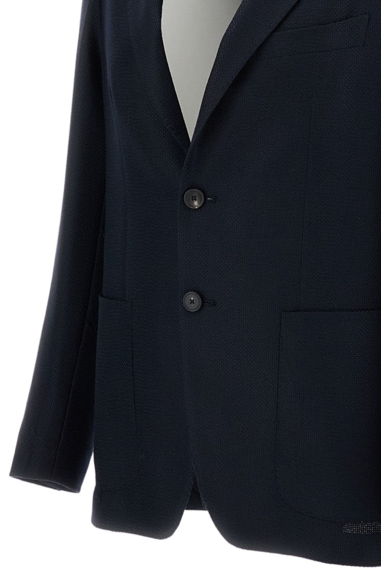 Tagliatore Blue Single Breasted Wool Notch Lapel Blazer
