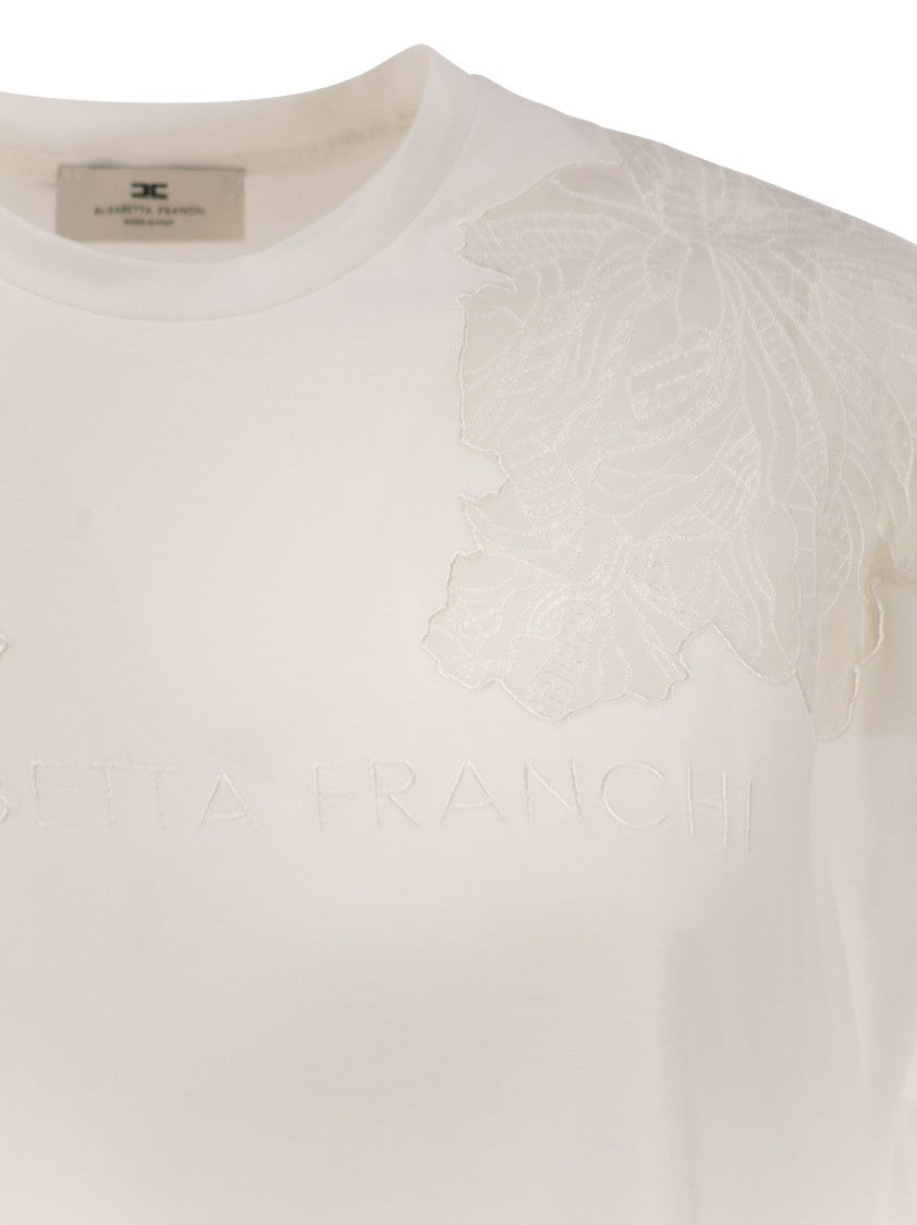 Elisabetta Franchi Boxy Cut Jersey T-Shirt