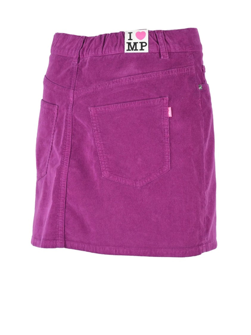 I Love Mp Purple Cotton Velvet Elastane Women's Mini Skirt