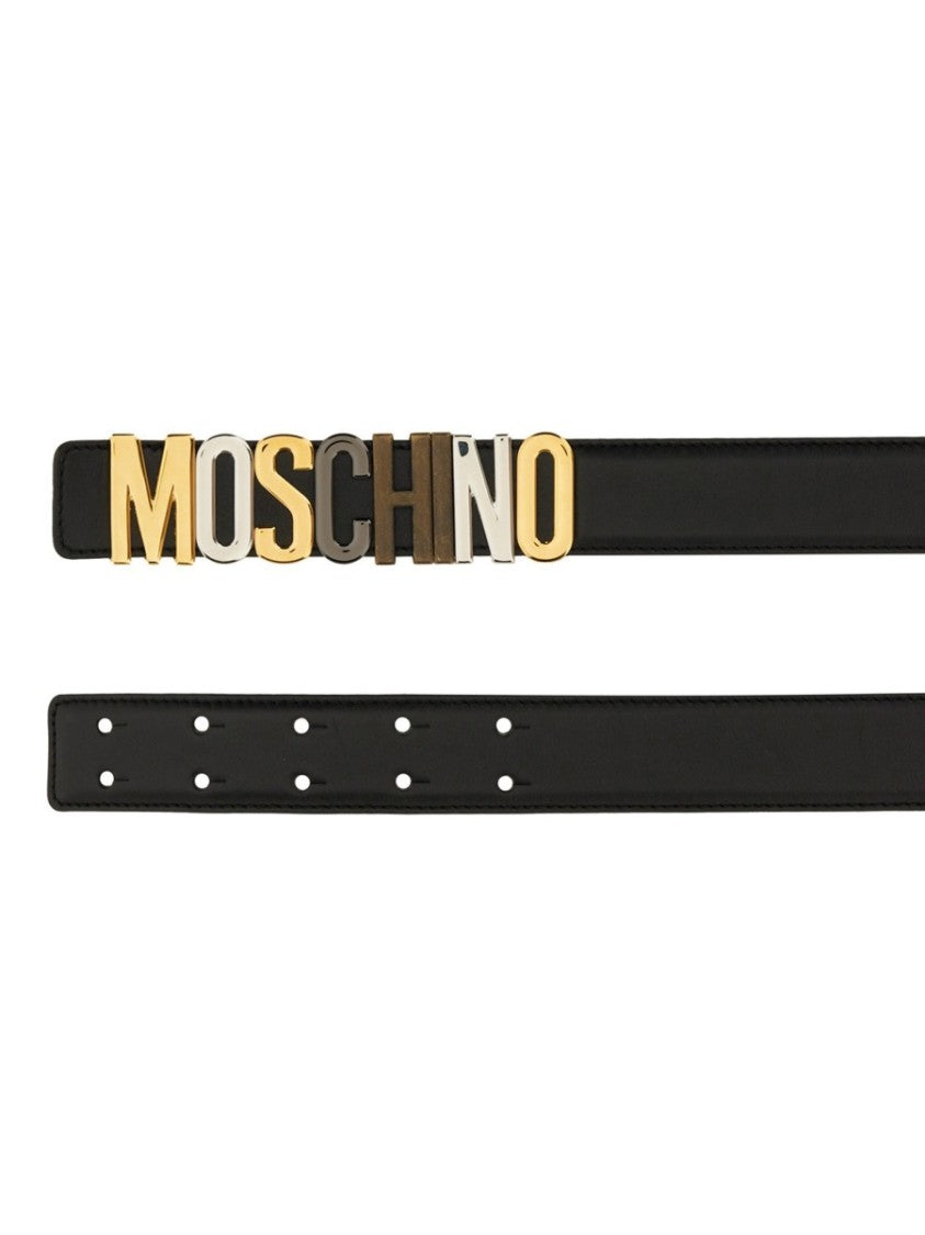 Moschino Leather Belt With Bold Logo Design