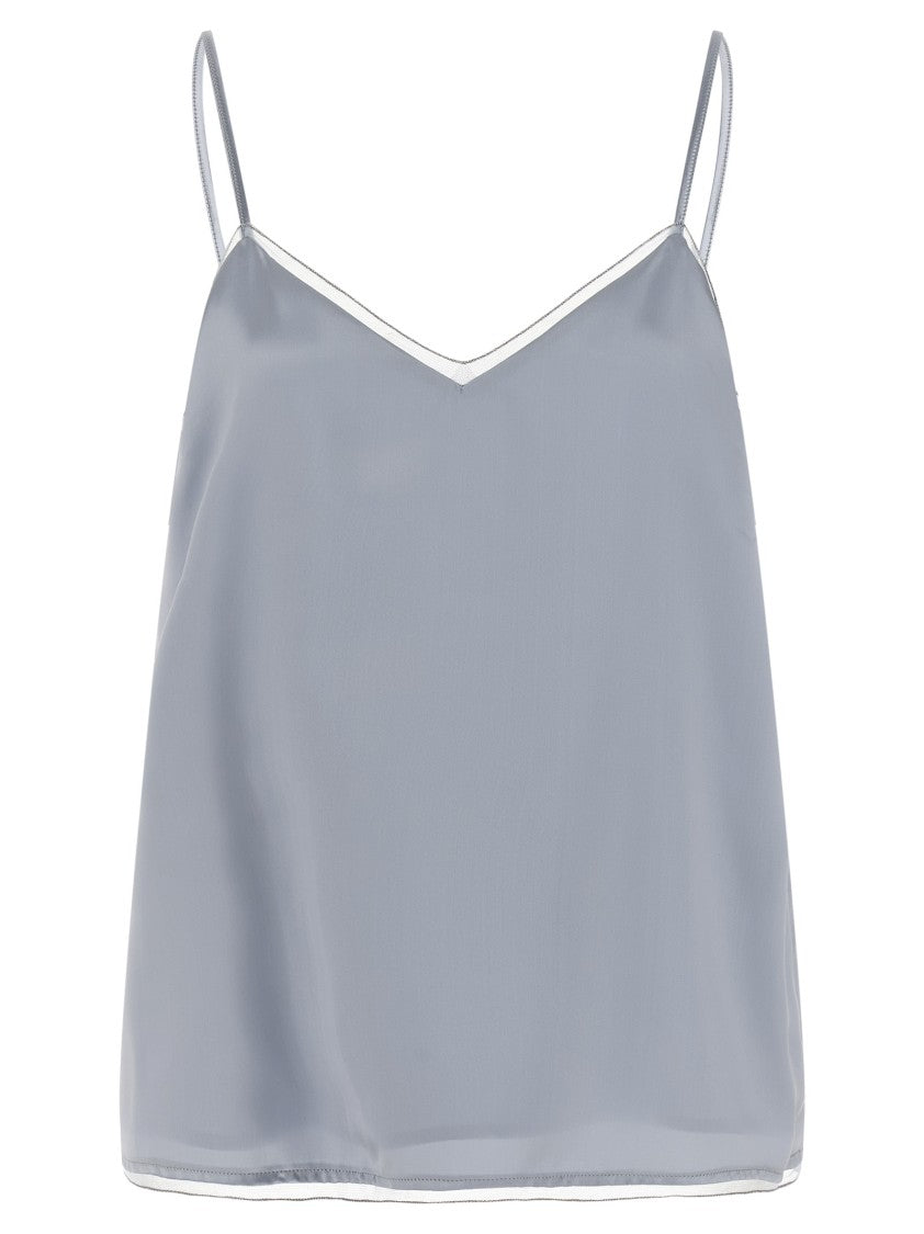 Fabiana Filippi Silk-Effect Lingerie Top With Jewel Detail And Double Layer Design