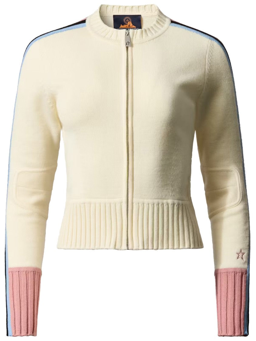 Perfect Moment Neutral Striped Ribbed Knit Trekking Cardigan