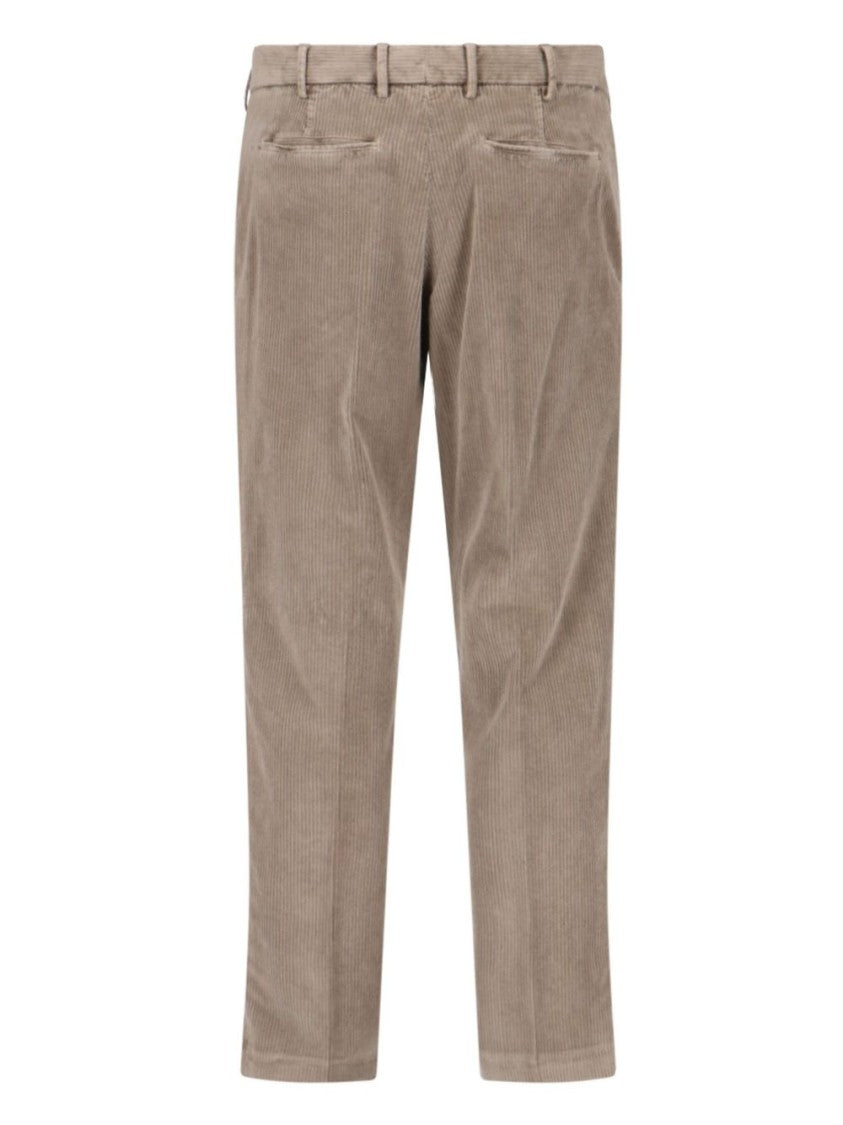 Pt Torino Beige Corduroy Trousers With Straight Fit