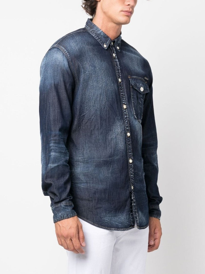 Dsquared2 Logo-Plaque Denim Shirt