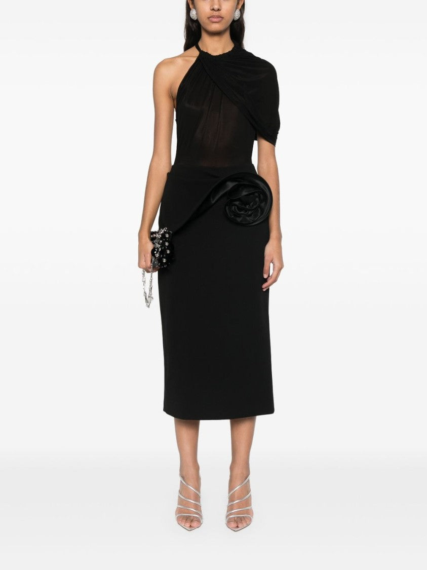 Magda Butrym Draped Black Midi Skirt
