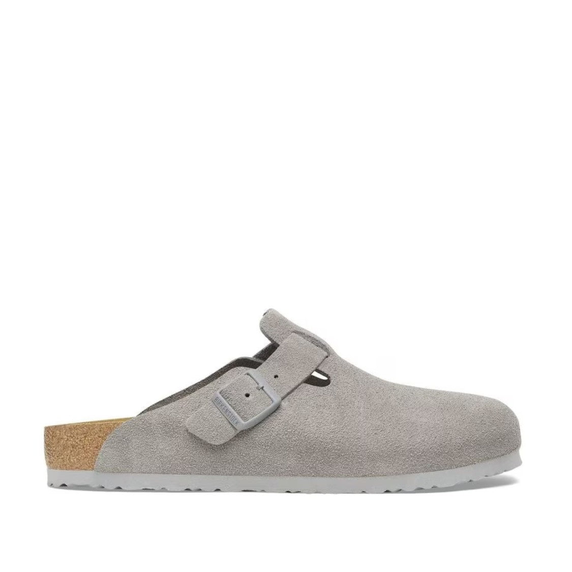 Birkenstock Grey Suede Clogs With Anatomical Footbed