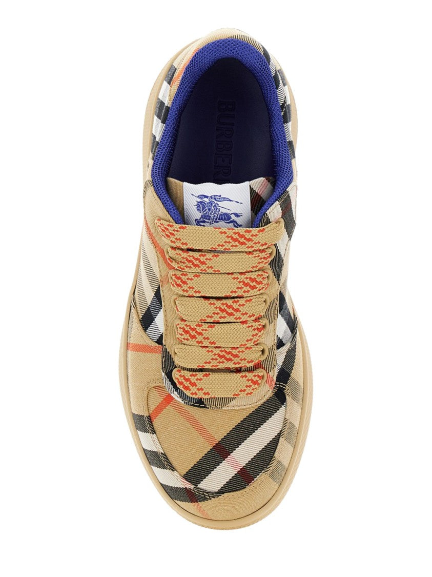 Burberry Beige All-Over Check Technical Sneakers
