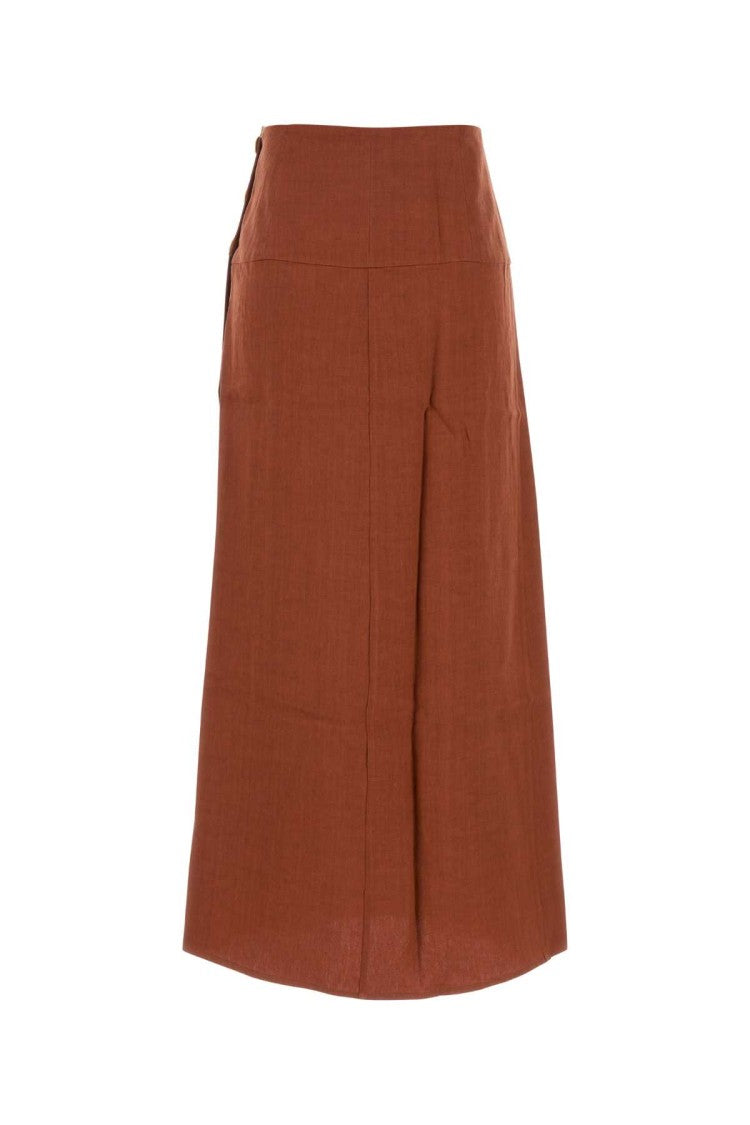 Le Kasha Brick Linen Haifal Skirt