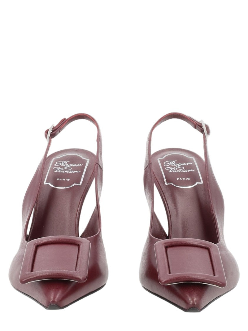 Roger Vivier Pointed-Toe Square Buckle Slingback Pumps