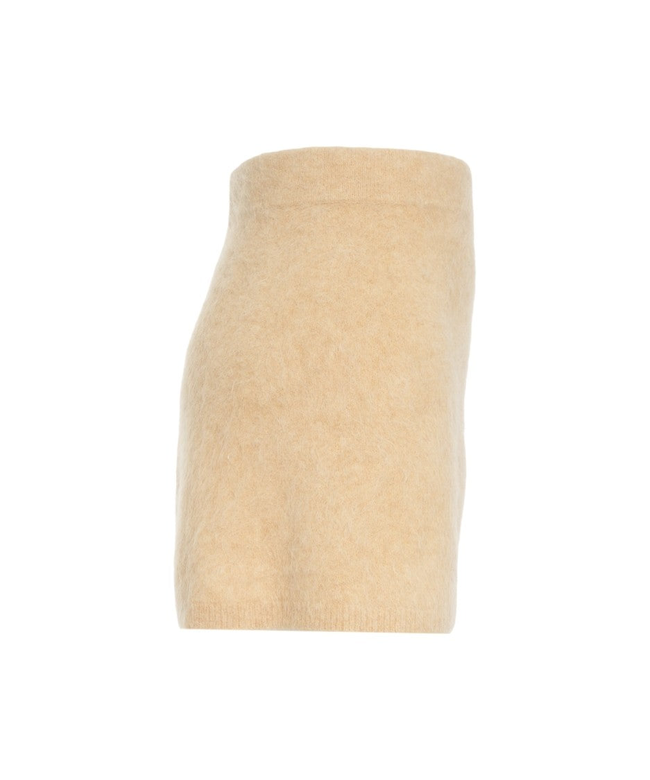 Soft Goat Alpaca Wool Blend Mini Skirt With High-Waisted Silhouette