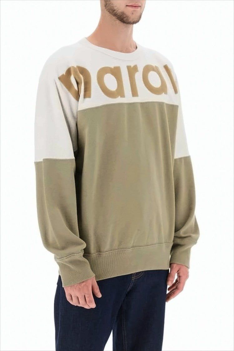 Isabel Marant Color-Block Long-Sleeve Sweatshirt With Oversized Text Detail