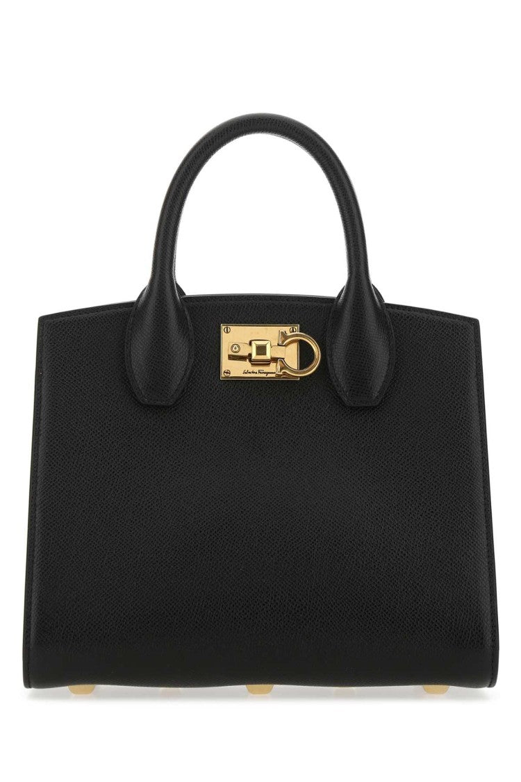 Salvatore Ferragamo Black Leather The Studio Handbag