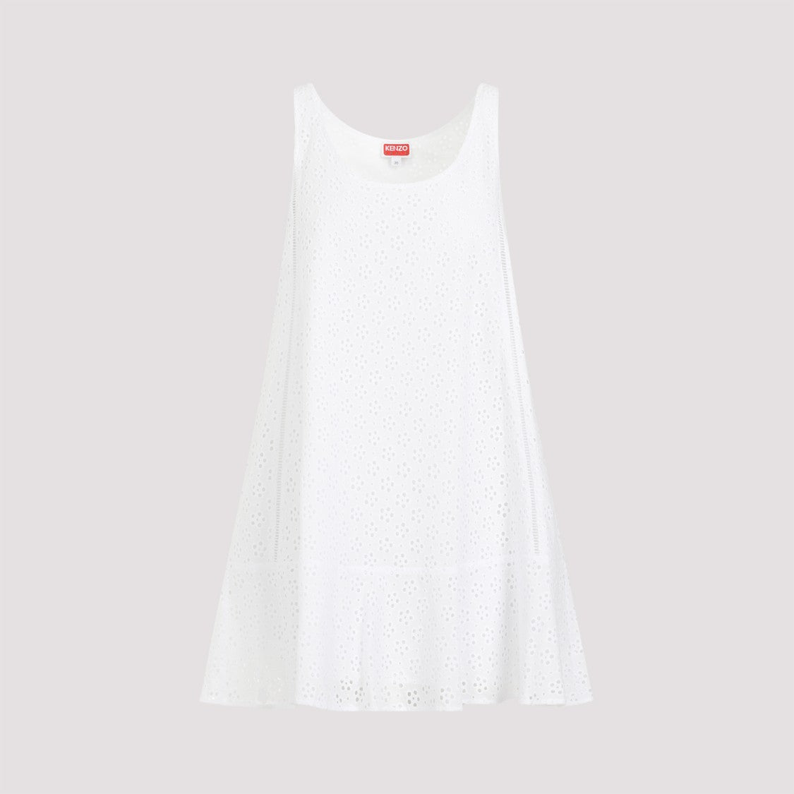 Kenzo Broderie Anglaise White Cotton Mini Dress