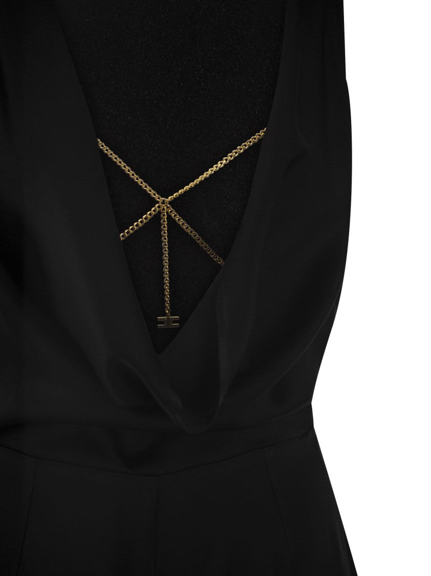 Elisabetta Franchi Fluid Crepe Jumpsuit With Bra Accessory