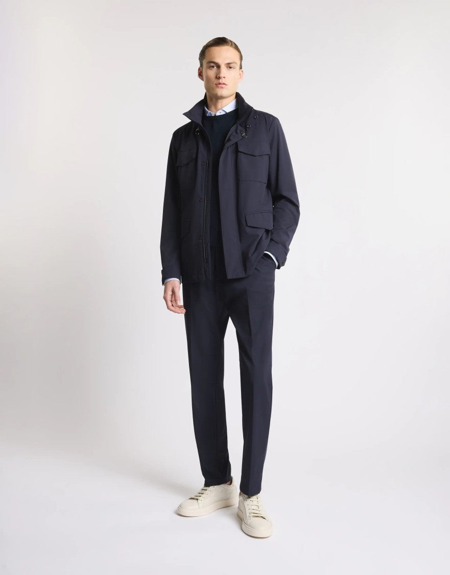 Fay Navy Blue Field Stretch Utility Jacket