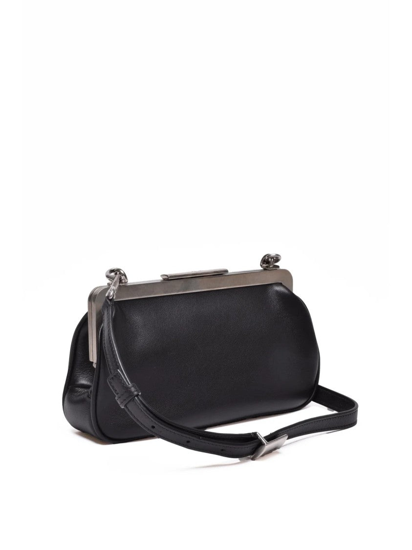 Max Mara Black Clasps Mini Leather Shoulder Bag