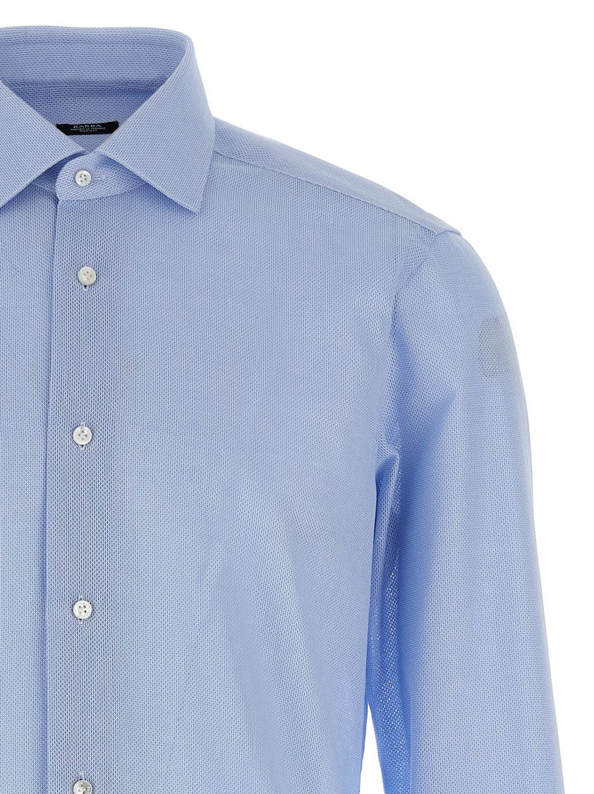 Barba Honeycomb-Pattern Cotton Shirt