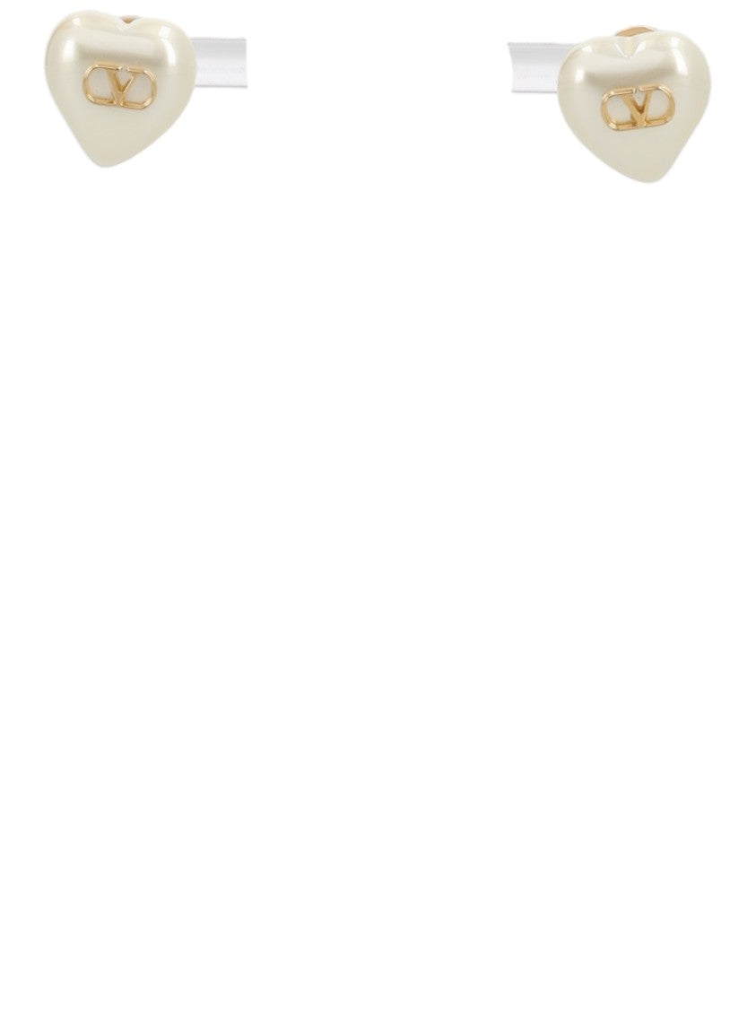 Valentino Garavani Gold Logo Heart Brass Earrings