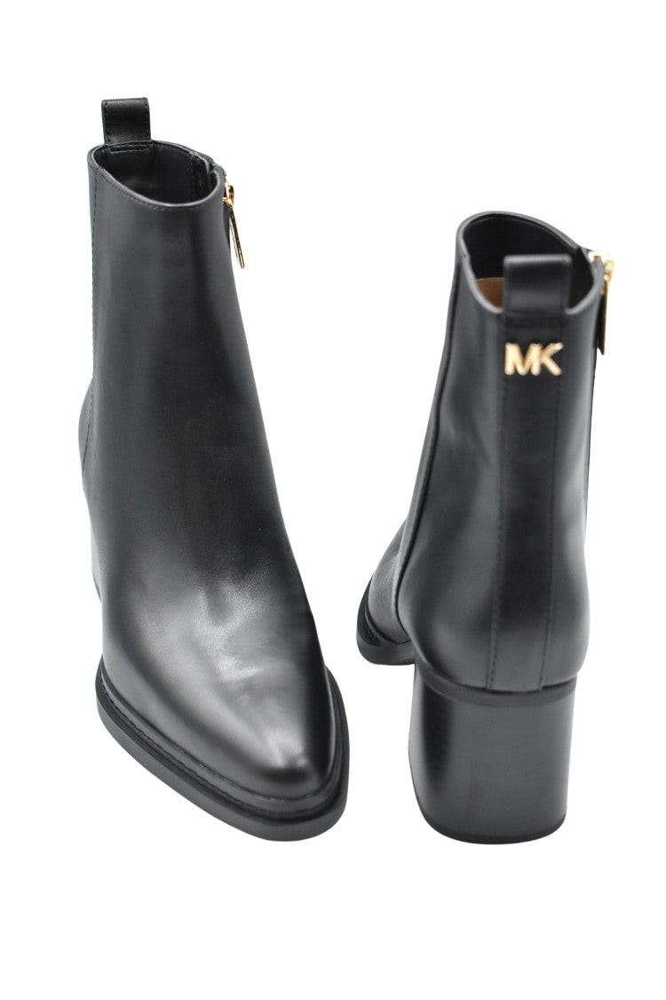 Michael Kors Smooth Black Leather Ankle Boots