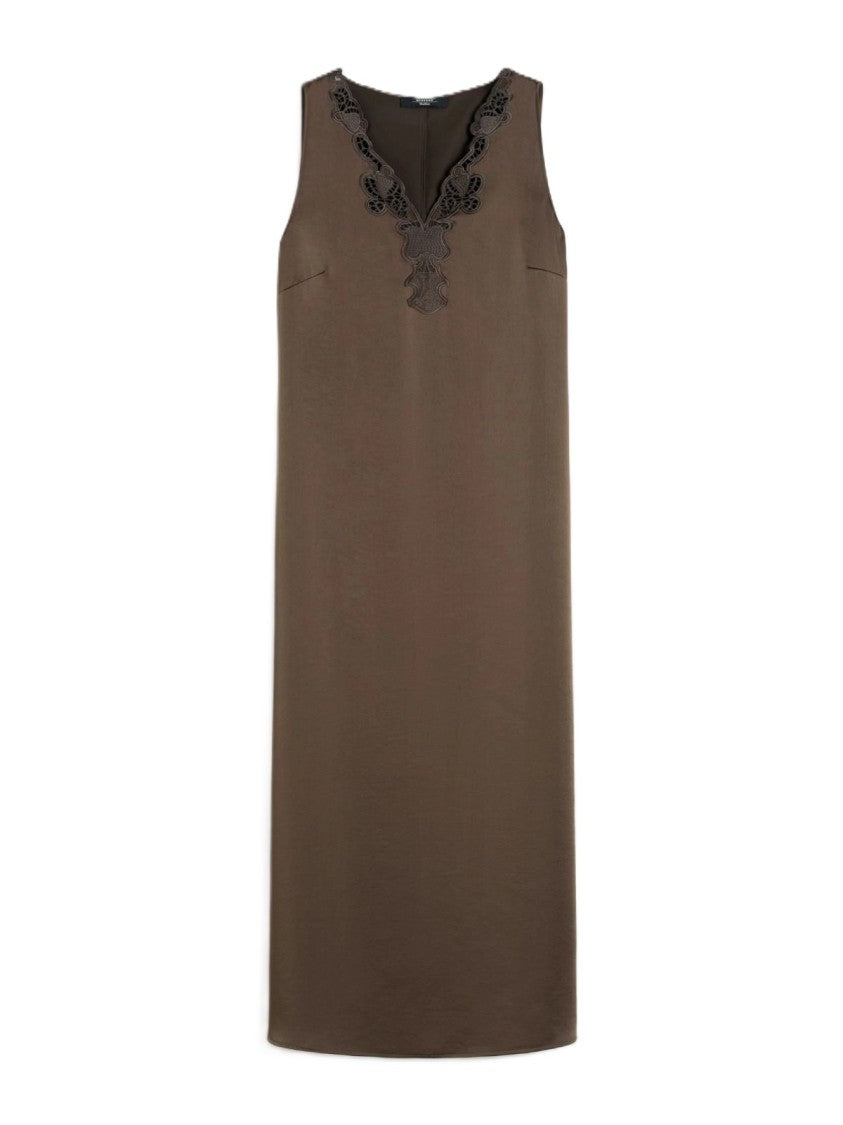 Max Mara Flowing Midi Dress With Delicate Lace Detailing