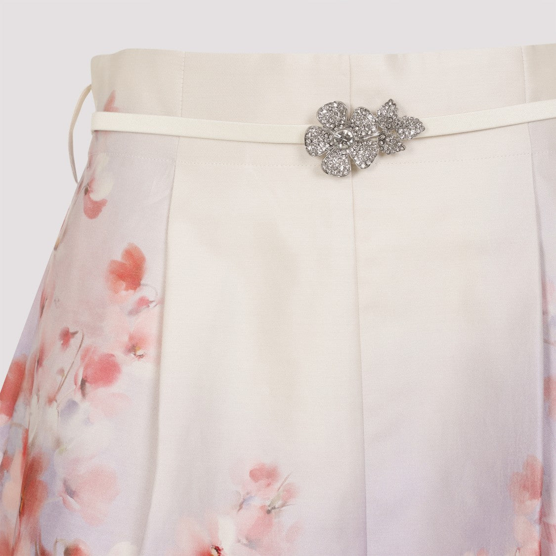 Zimmermann Multicolor Silk-Cotton Blend Bermudas With Decorative Brooch