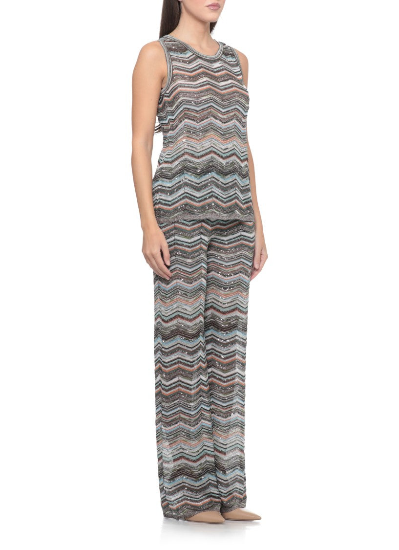 Missoni Wide-Leg Viscose Pants With All-Over Multicolor Lurex Pattern