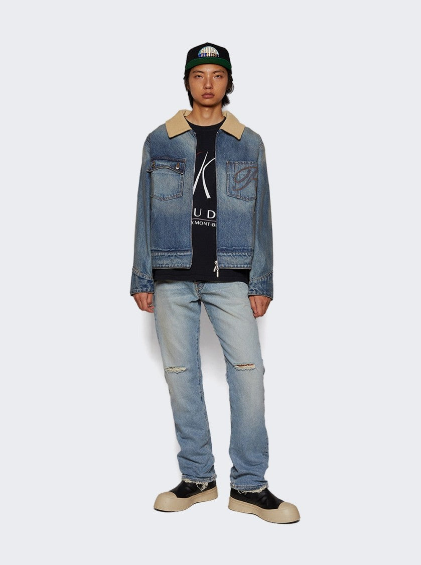Rhude Western Zip Up Denim Jacket Indigo