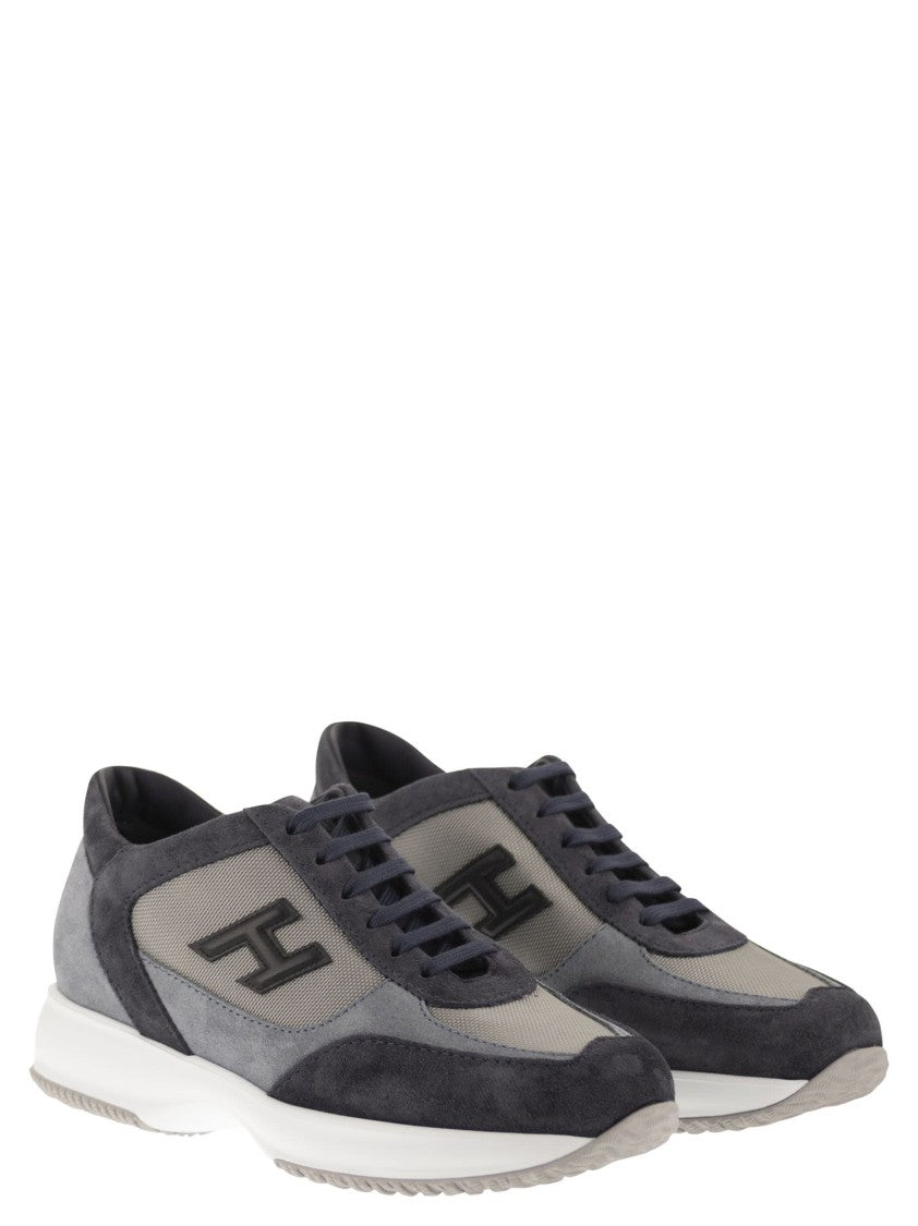 Hogan Contemporary Suede And Technical Fabric Trainers