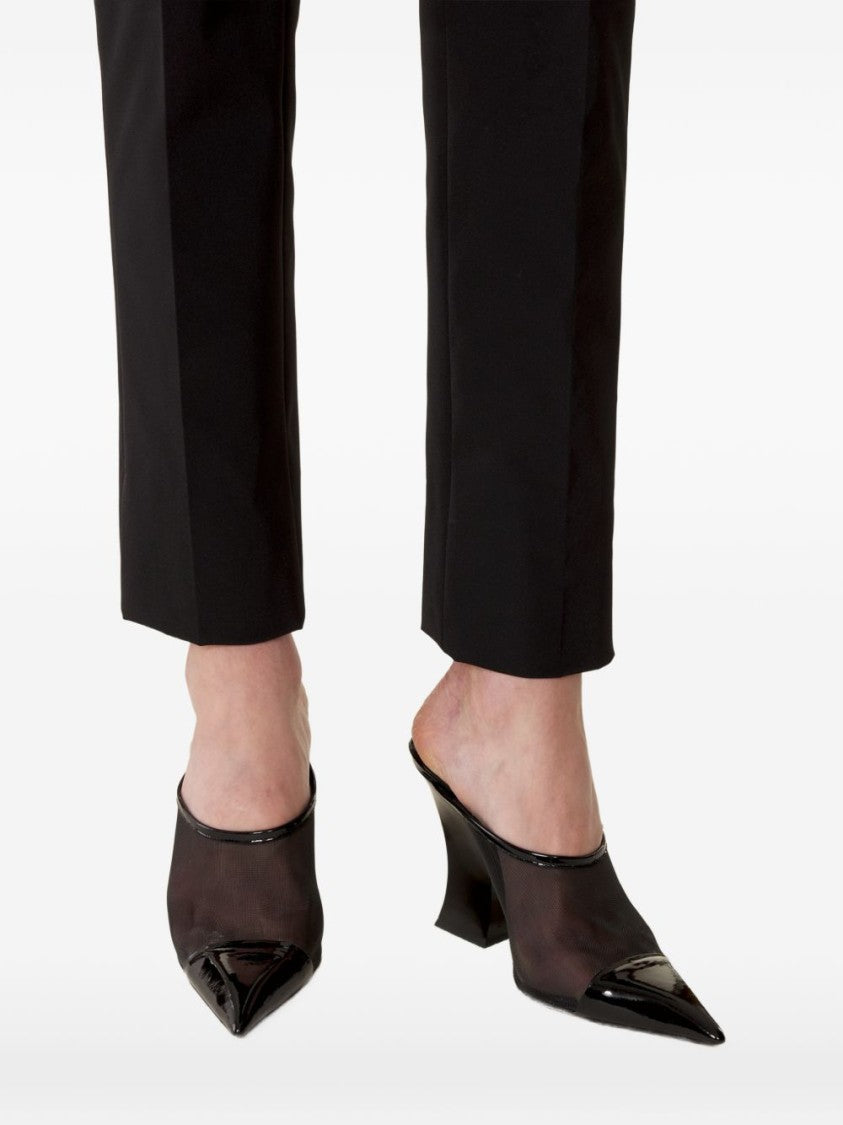 Lanvin Black Pointed Toe Mesh Geometric Sandals