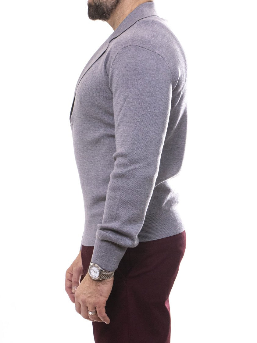 Dolce & Gabbana Deep V-Neck Wide-Collar Fitted Knit Sweater