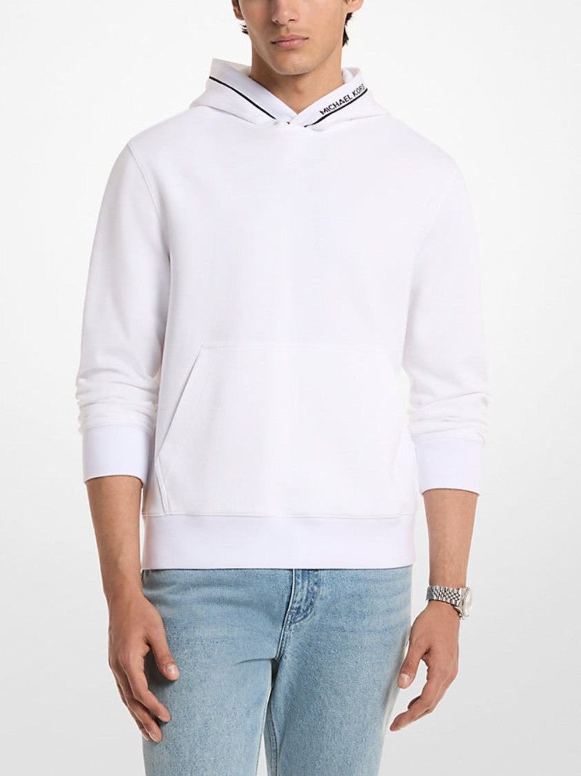 Michael Kors White Hooded Logo Trim Sweatshirt