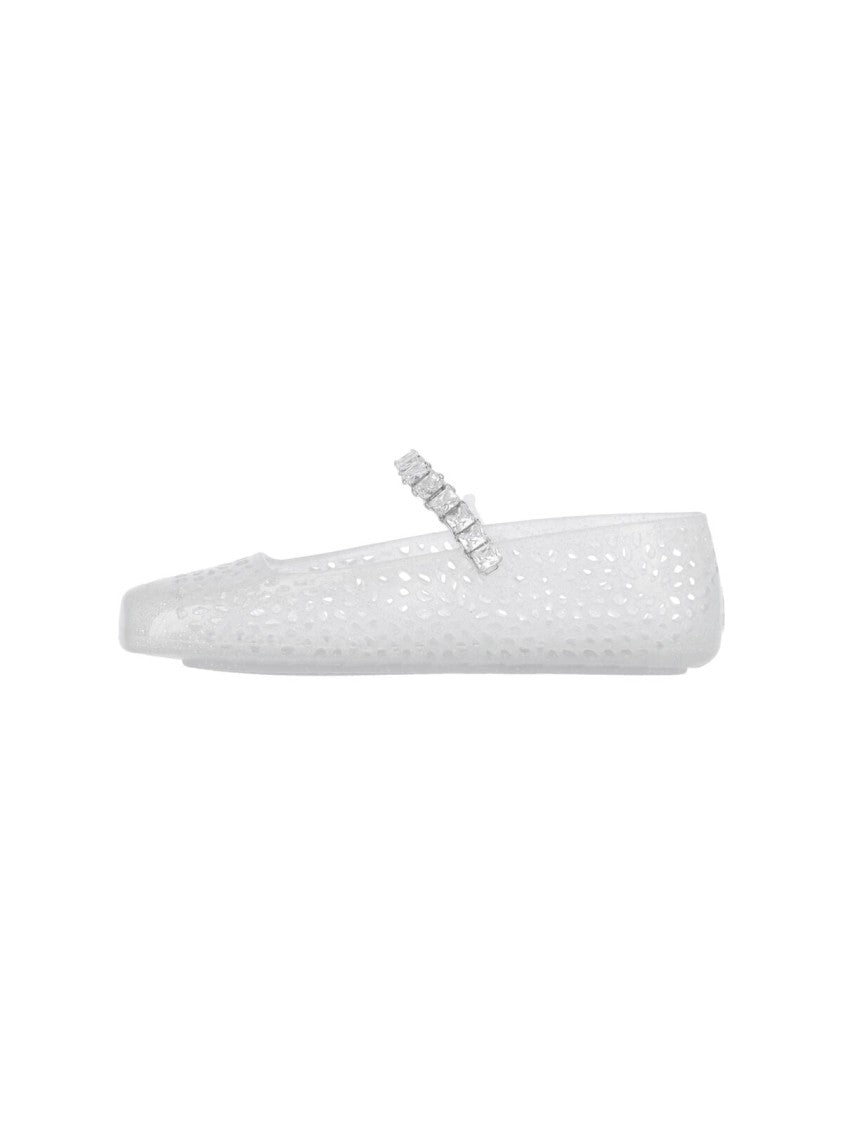 Jimmy Choo Silver Mary Jane Jelly Flats