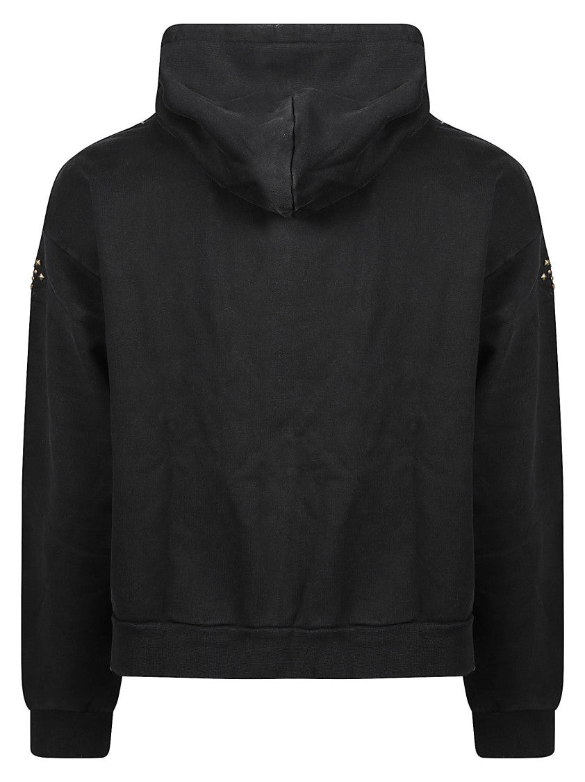 Found Black Stud Paisley Cropped Cotton Sweatshirt