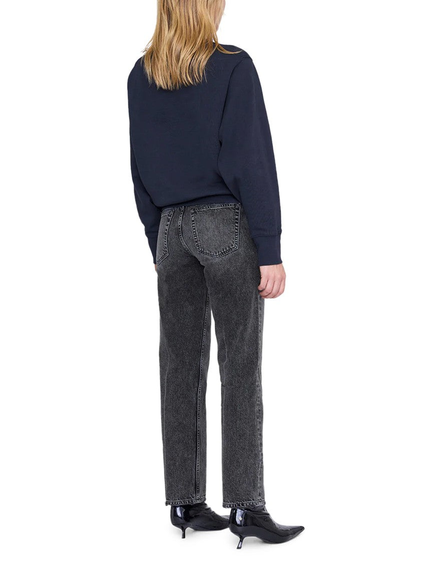Anine Bing Relaxed-Fit Shrunken Sweatshirt With Collegiate Embroidery