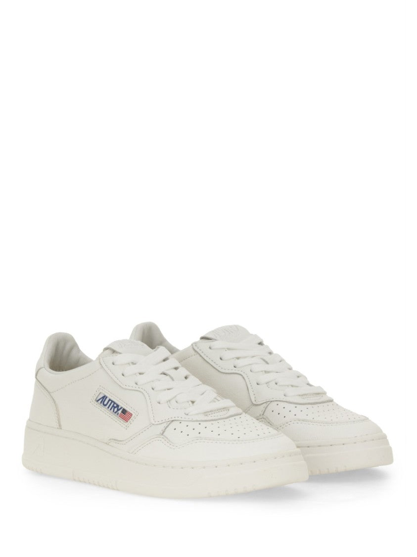 Autry White Medalist Low Goat Leather Perforated Sneakers