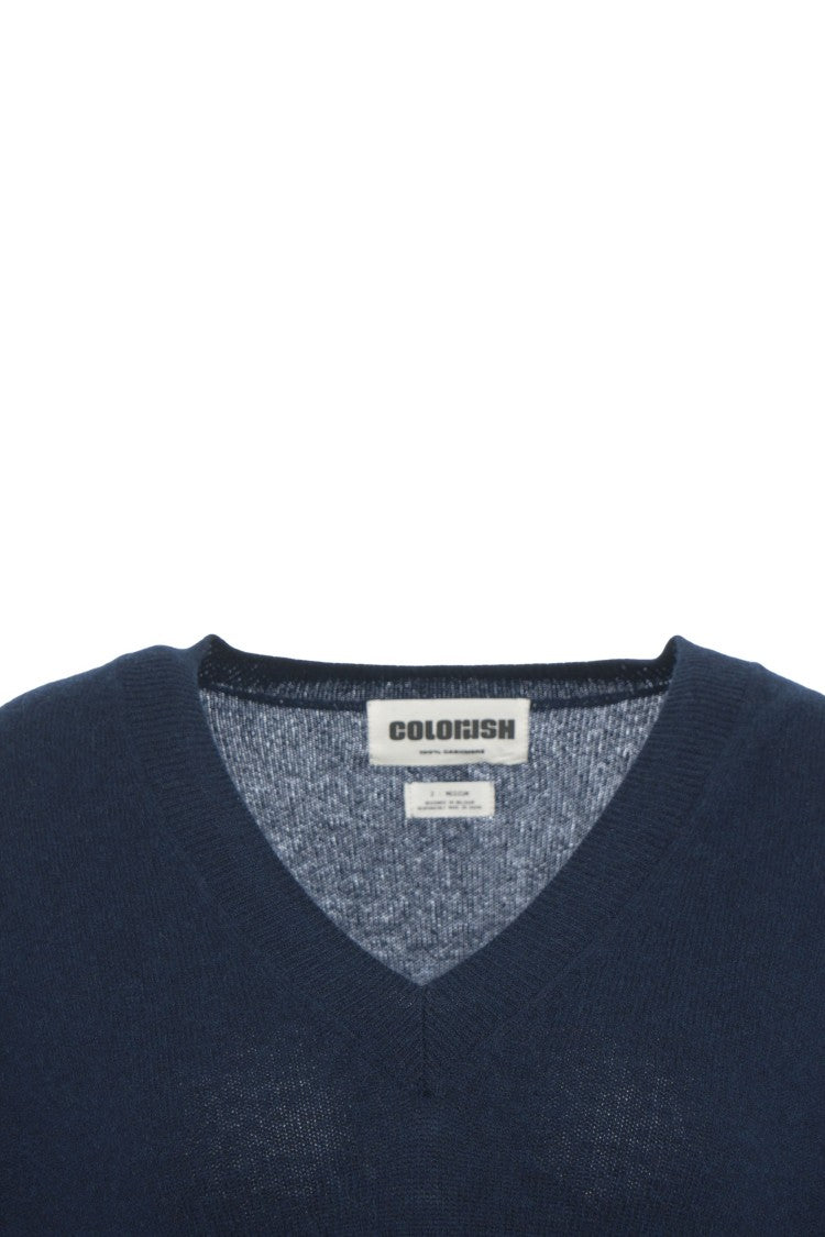 Crush V-Neck Cashmere Sweater With Ribbed Details