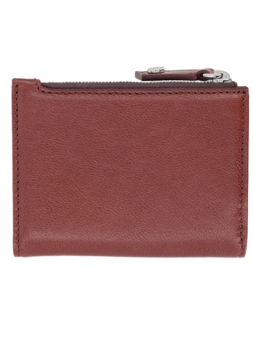 Vivienne Westwood Compact Brown Calfskin Wallet With Zip-Around Closure