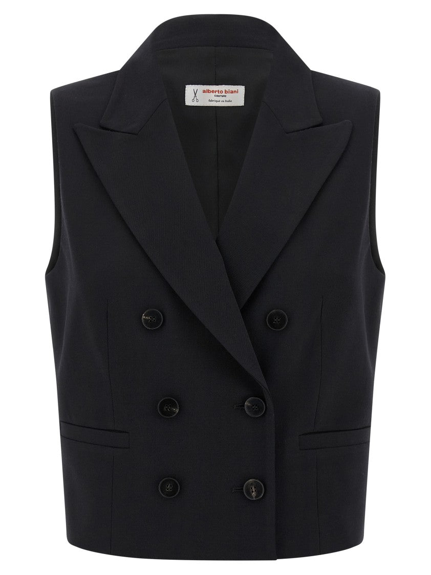 Alberto Biani Double-Breasted Wool Gabardine Vest