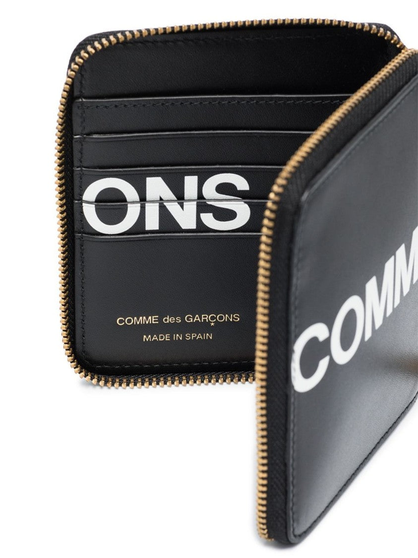 Comme Des Garçons Black Logo Zip-Around Leather Wallet