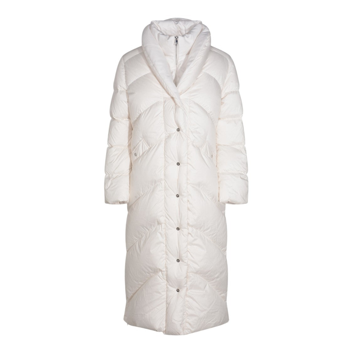 Add Quilted Long Padded Coat With High Collar
