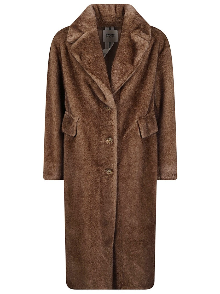S.W.O.R.D 6.6.44 Classic Tailored Faux Fur Coat With Notched Lapel And Flap Pockets