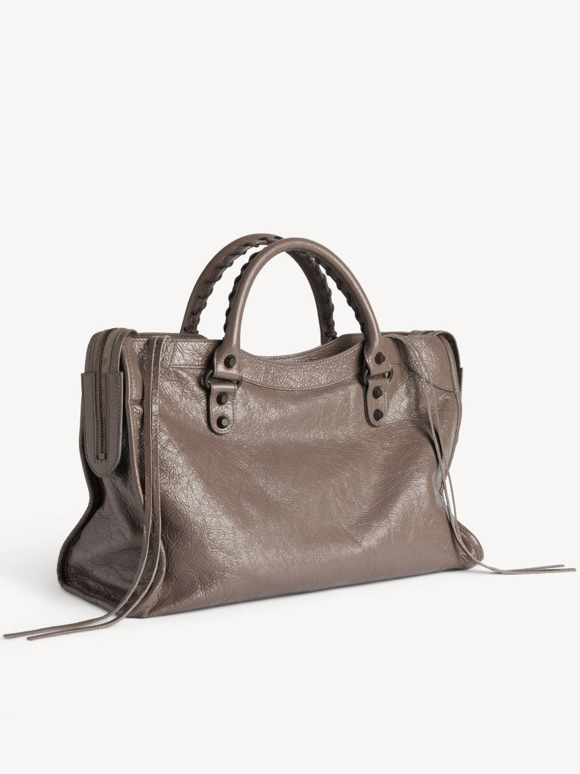 Balenciaga Medium Textured Leather Shoulder Bag With Braided Handles