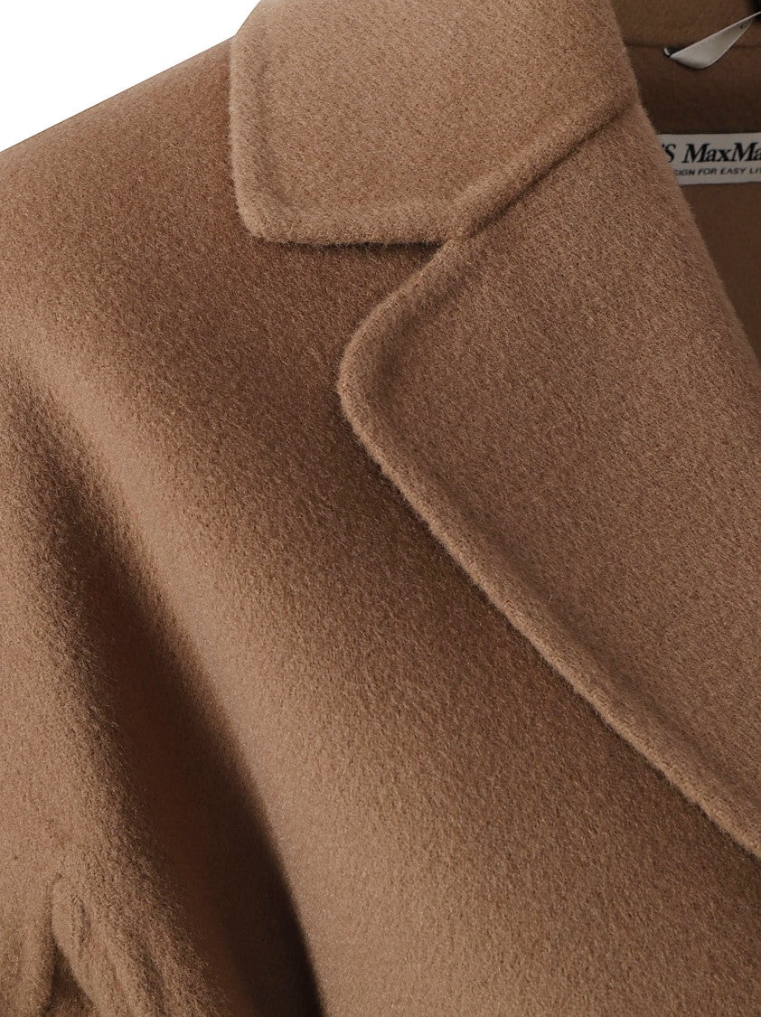 Max Mara Brown Virgin Wool Tailored Coat With Wide Lapel