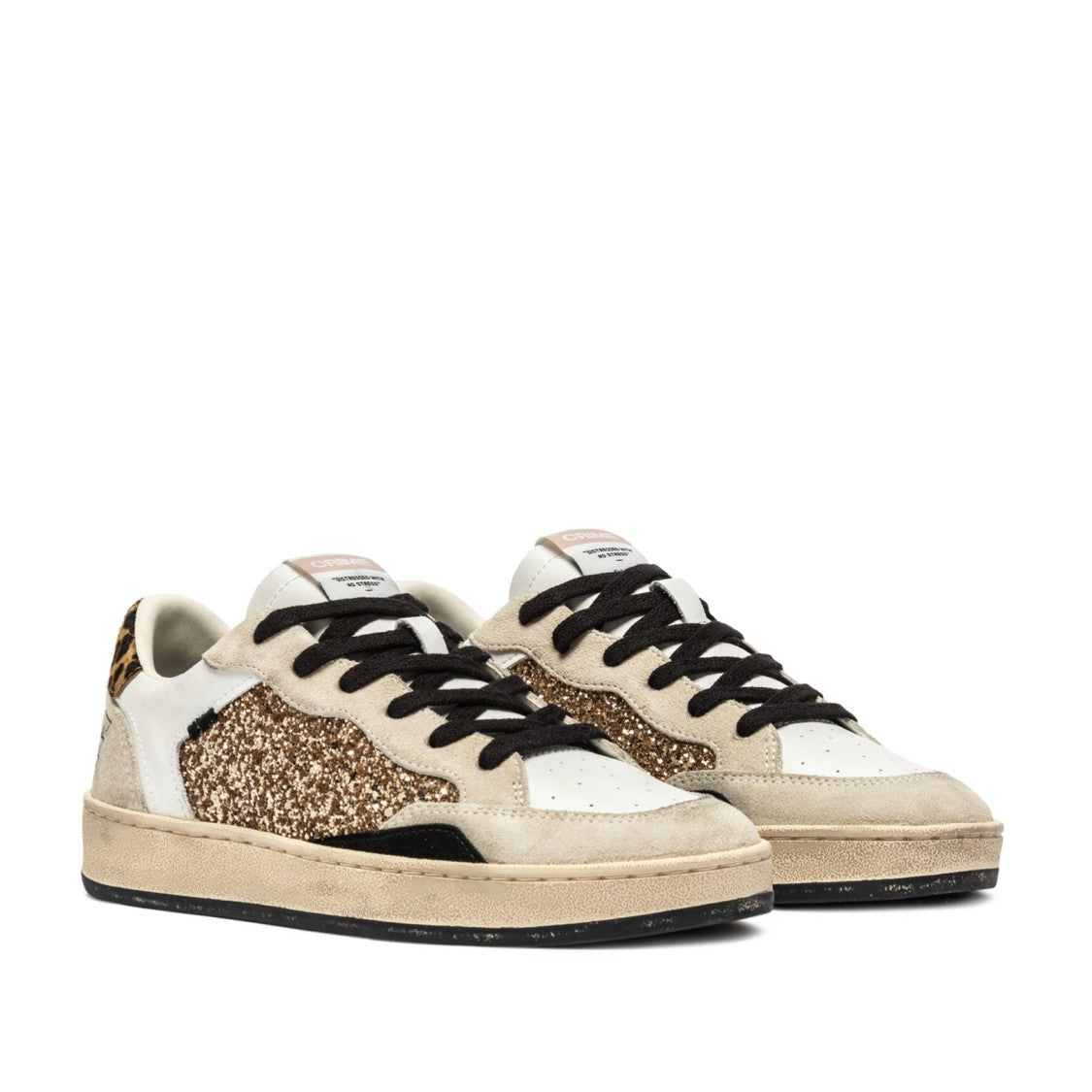 Crime London Leopard-Print And Glitter Accented Sneakers